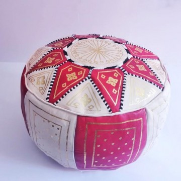 Skinnpuff Ottoman. Marokkansk sittepuff av ekte skinn