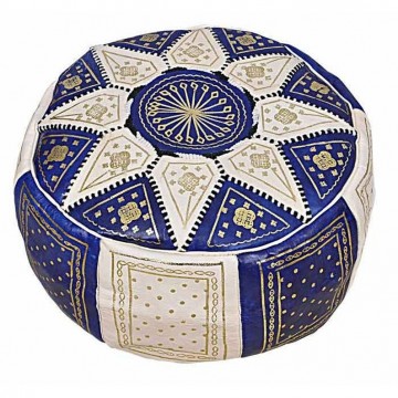 Skinnpuff Ottoman. Marokkansk sittepuff av ekte skinn