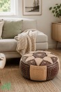 Skinnpuff Ottoman. Marokkansk sittepuff av ekte skinn thumbnail