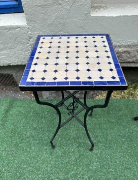 Mosaikkbord 30x30 cm i beige/ blå fliser